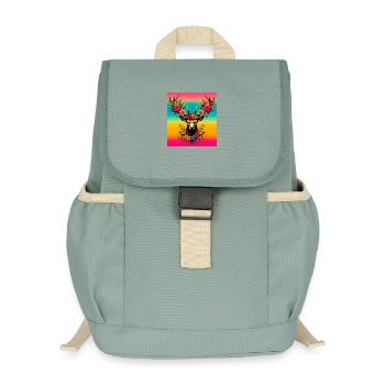 Deer - Kids’ Recycled Backpack - stonewash green - Front