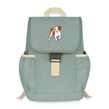 Orangener Hund Cartoon Muster - Kinder Recycelter Rucksack - Nebelgrün - Vorne