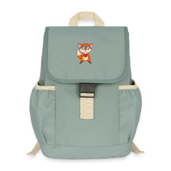 Fuchs mit Sonnenbrille und Herz - Kinder Recycelter Rucksack - Nebelgrün - Vorne