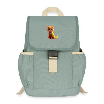 Flammenkatze Fantasie - Kinder Recycelter Rucksack - Nebelgrün - Vorne