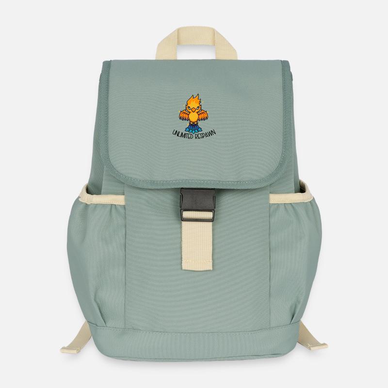 Unlimited Respawn – Süßer Phönix Cartoon - Kinder Recycelter Rucksack - Nebelgrün