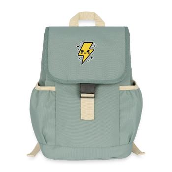 Adorable lightning bolt with kawaii face - Kids’ Recycled Backpack - stonewash green - Front