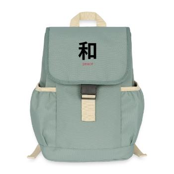 和 – Wa, Japanischer Frieden - Kinder Recycelter Rucksack - Nebelgrün - Vorne