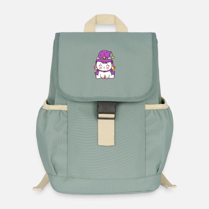 Wizard Kitten Unicorn - Kids’ Recycled Backpack - stonewash green