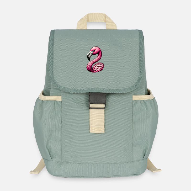 Flamingo - Kids’ Recycled Backpack - stonewash green