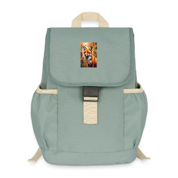 Fuchs Blumen abstrakt Fuchsliebhaber Geschenk  - Kinder Recycelter Rucksack - Nebelgrün - Vorne