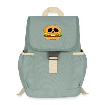 Burger skull - Kids’ Recycled Backpack - stonewash green - Front