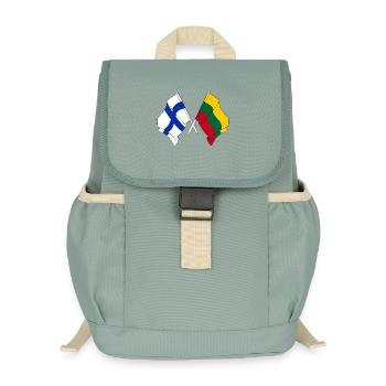Flagge Finnland, Flagge Litauen - Kinder Recycelter Rucksack - Nebelgrün - Vorne