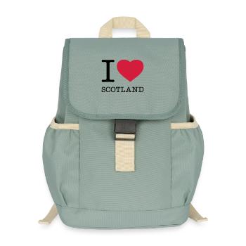 I LOVE SCOTLAND Schottland - Kinder Recycelter Rucksack - Nebelgrün - Vorne