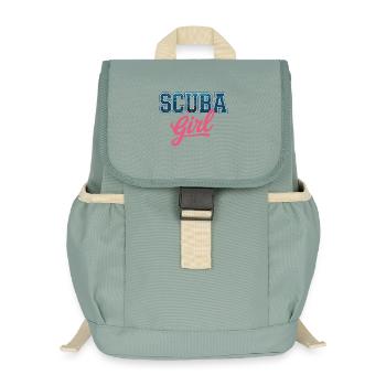 Scuba Girl Diving Design - Kids’ Recycled Backpack - stonewash green - Front