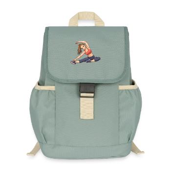 Flexibles Fitness Pose Motiv - Kinder Recycelter Rucksack - Nebelgrün - Vorne
