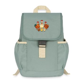 Hühner, Hähne und Küken - Kinder Recycelter Rucksack - Nebelgrün - Vorne