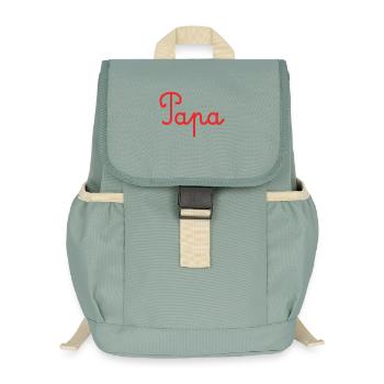 PAPA. VATERTAG. FROHER VATERTAG. ALLES GUTE ZUM GEBURTSTAG. - Kinder Recycelter Rucksack - Nebelgrün - Vorne