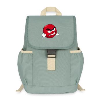 [Your text] Personalize It - Angry Meme Motif - Kids’ Recycled Backpack - stonewash green - Front