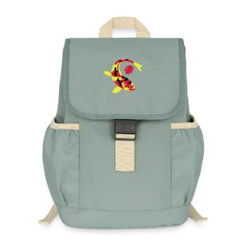 Abstract fish in bright colors - Kids’ Recycled Backpack - stonewash green - Front
