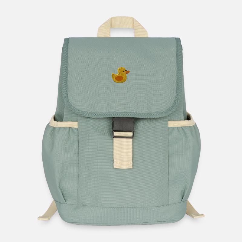 Entchen bestickt - Kinder Recycelter Rucksack - Nebelgrün