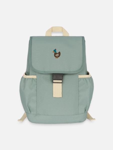 Embroidered duck - Kids’ Recycled Backpack - stonewash green