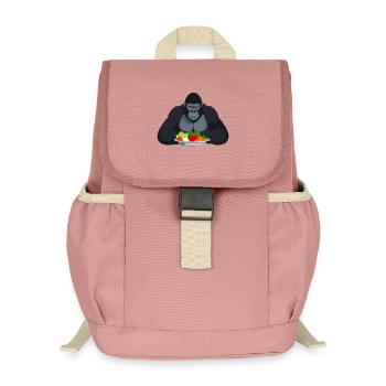 Cooler Gorilla mit Gemüseplatte Affe Motiv - Kinder Recycelter Rucksack - Altrosa - Vorne