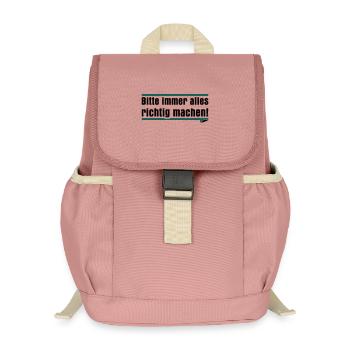 Bitte immer alles richtig machen - Kinder Recycelter Rucksack - Altrosa - Vorne