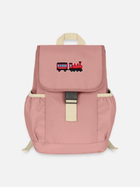 Eisenbahn, Zug, Dampflok - Kinder Recycelter Rucksack - Altrosa
