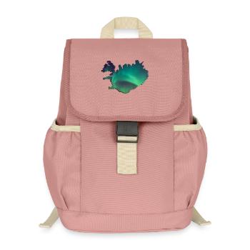 Iceland Iceland Northern Lights Topography Design - Kids’ Recycled Backpack - canyon pink - Front