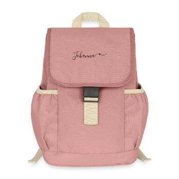 Nom de famille Johanna Prénom décoratif - Sac à dos enfant recyclé - rose poudré - Devant