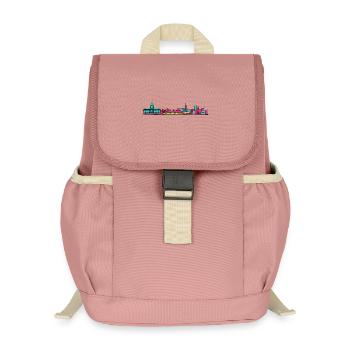 Toulouse City Skyline Basilique Linienzeichnung - Kinder Recycelter Rucksack - Altrosa - Vorne