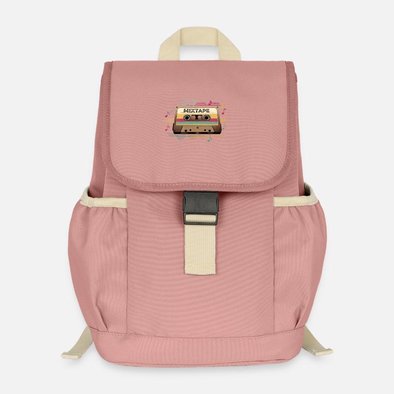 Mixtape rétro NeonNotes - Sac à dos enfant recyclé - rose poudré