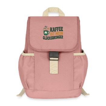 Kaffee ist mein Glücksbringer - Kinder Recycelter Rucksack - Altrosa - Vorne