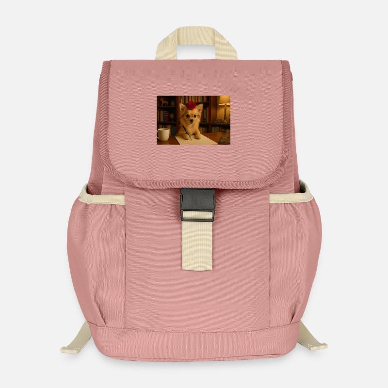 Schicker und schicker Chihuahua mit Rose - Kinder Recycelter Rucksack - Altrosa
