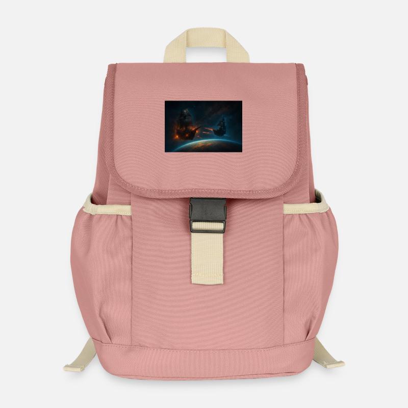 Cosmic Privateers in Space Duel - Kids’ Recycled Backpack - canyon pink