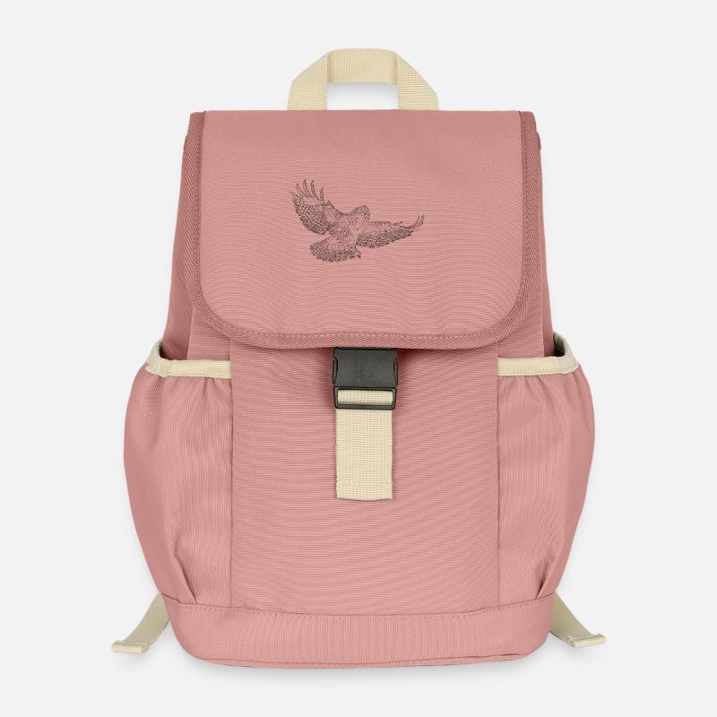 Mäusebussard, Greifvogel gezeichnet (stilisiert) - Kinder Recycelter Rucksack - Altrosa