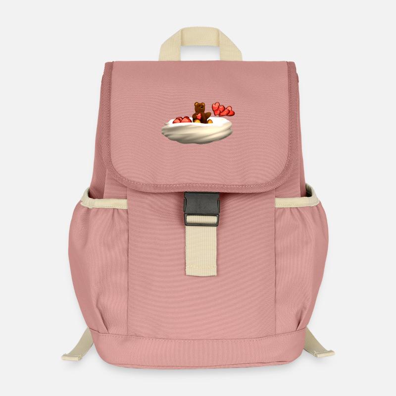 Bear flies on cloud with hearts - Kids’ Recycled Backpack - canyon pink