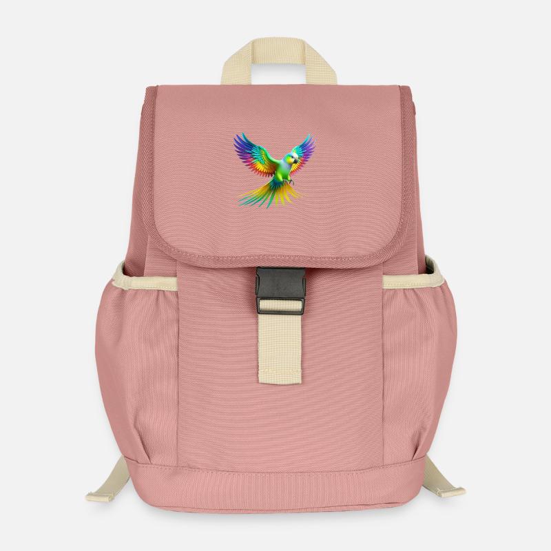 Perruche arc-en-ciel (02) - Sac à dos enfant recyclé - rose poudré