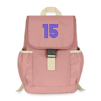 15. 15 YEARS. 15th ANNIVERSARY. 15 YEAR ANNIVERSARY. - Kids’ Recycled Backpack - canyon pink - Front