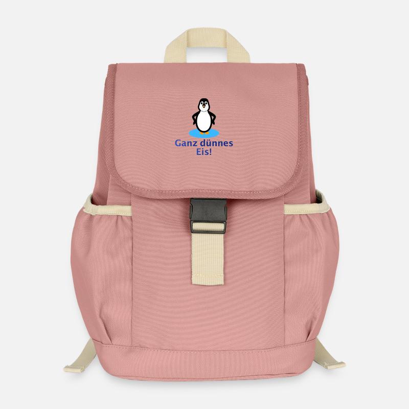 Pinguin - ganz dünnes Eis - Kinder Recycelter Rucksack - Altrosa