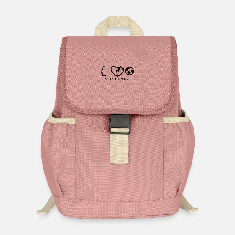 Bleib Mensch – Herz Hand Welt - Kinder Recycelter Rucksack - Altrosa
