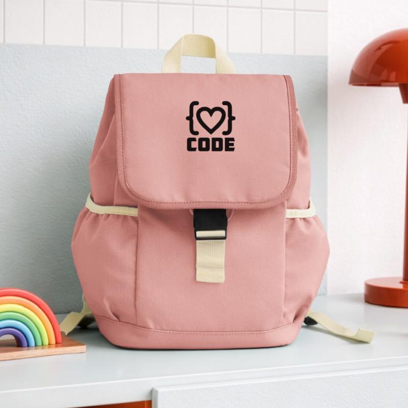 Herzprogrammierer Code Logo mit Text CODE Kinder Recycelter Rucksack