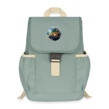 Conception du globe : paysage Europe-Asie - Sac à dos enfant recyclé - vert lichen - Devant