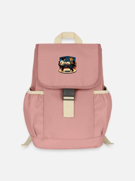 Deux chats rétro dansant – style vintage - Sac à dos enfant recyclé - rose poudré