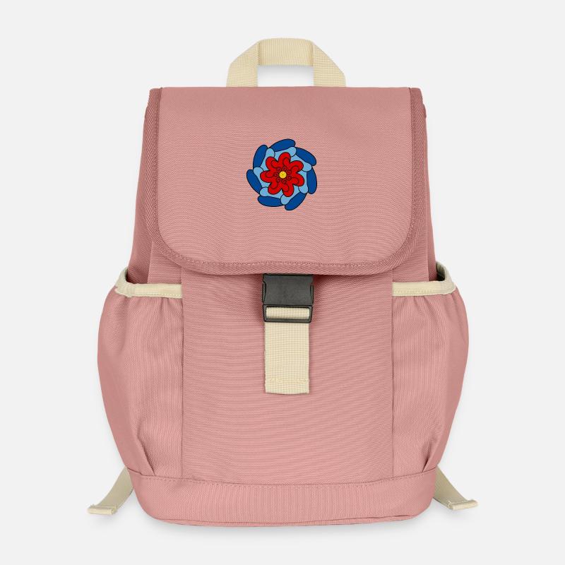 Red Flower Blue Mandala - Kids’ Recycled Backpack - canyon pink