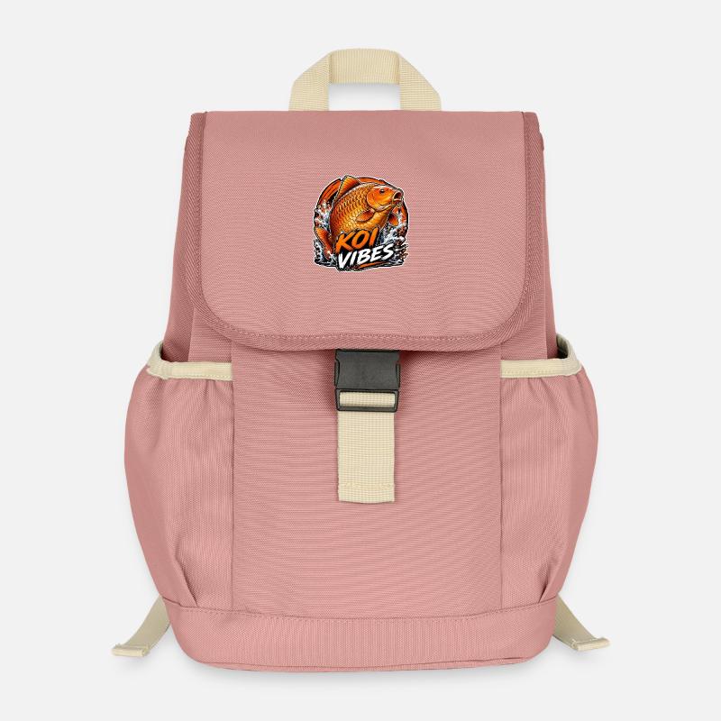Koi Vibes Orange Carp Splash Design - Kinder Recycelter Rucksack - Altrosa