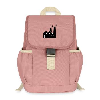 Abstract geometric line art of a factory - Kids’ Recycled Backpack - canyon pink - Front