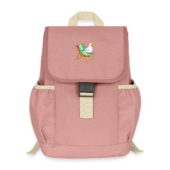 Seagull on colorful beach chair - Kids’ Recycled Backpack - canyon pink - Front