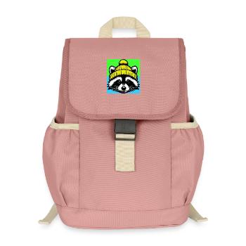 Raccoon with a wool cap - Kids’ Recycled Backpack - canyon pink - Front