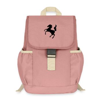 Symbole de cheval sautant dynamiquement - Sac à dos enfant recyclé - rose poudré - Devant