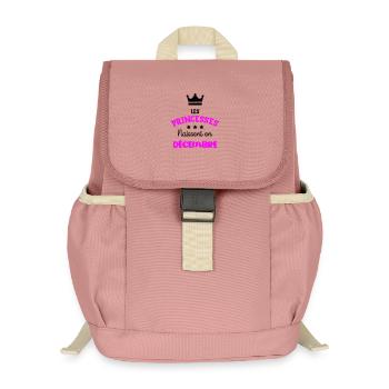 Cadeau naissance bébé fille Décembre Princesses - Sac à dos enfant recyclé - rose poudré - Devant