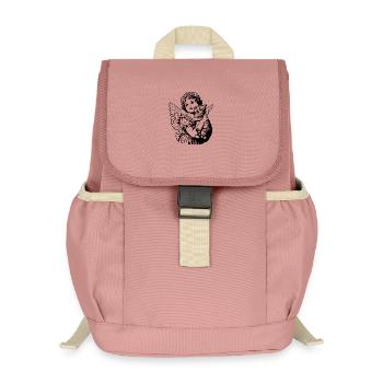 Ange avec chat – Illustration vintage de chérubin - Sac à dos enfant recyclé - rose poudré - Devant