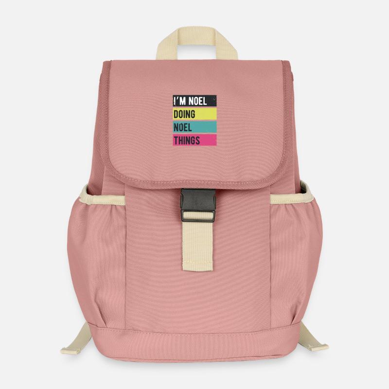 Ich bin Noel und mache Noel-Dinge Retro-Farben - Kinder Recycelter Rucksack - Altrosa