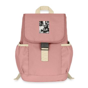 Ours en peluche Urban Noir en ruines - Sac à dos enfant recyclé - rose poudré - Devant